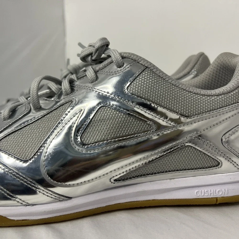 Nike Gato LV8 Chrome Men's Metallic Silver Lace-Up Low Top Leather Size 15